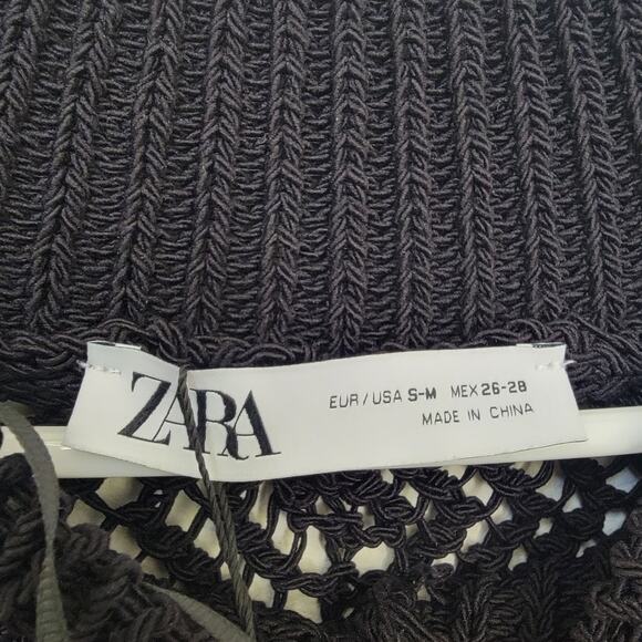 Zara Pointelle Knit Cape Sweater Crochet Top Oversize Small Medium Fisherman NWT - Picture 8 of 9